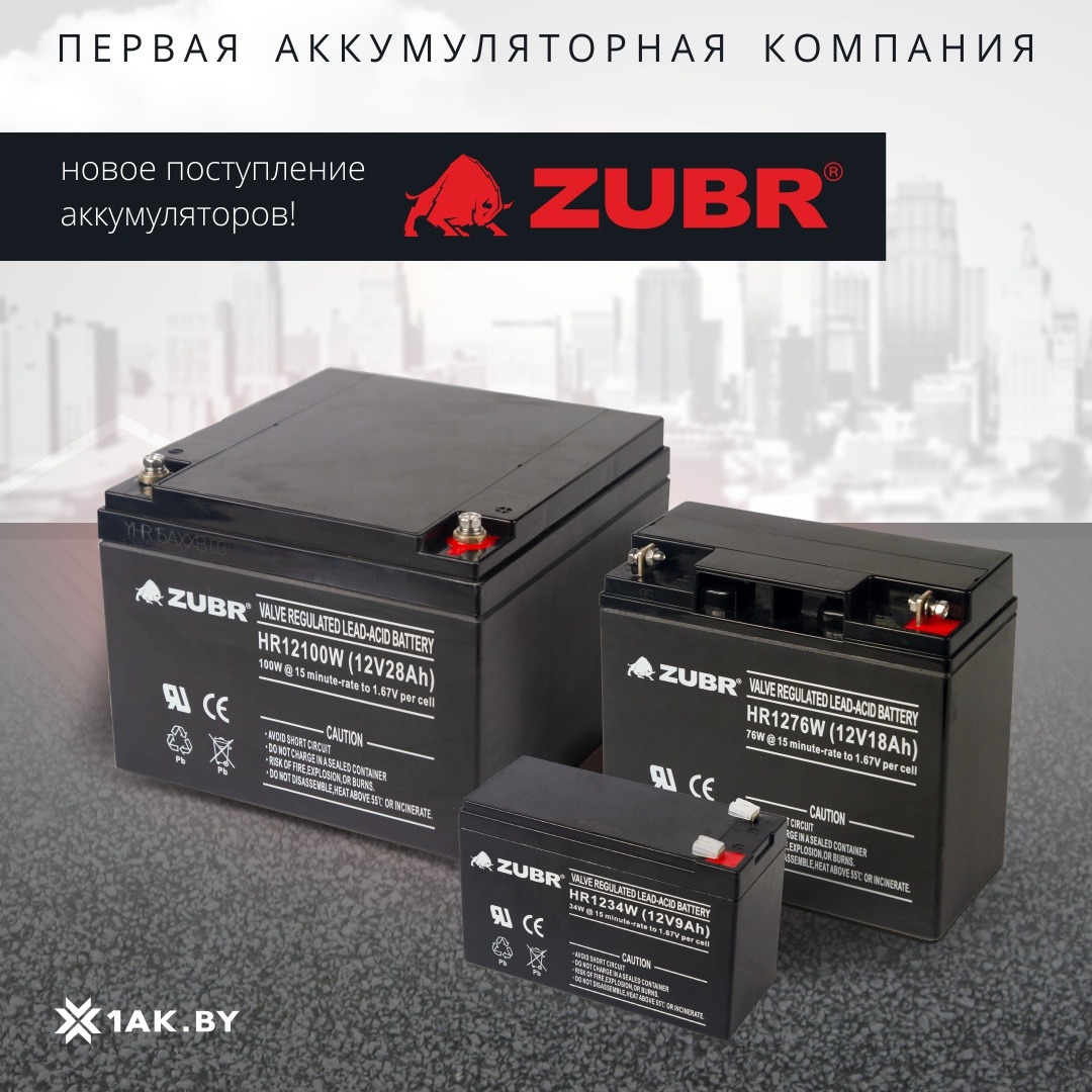 Новое поступление аккумуляторов ZUBR HR